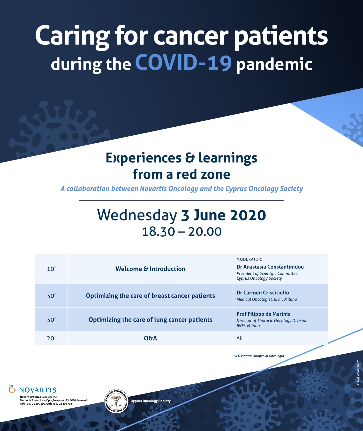 Caring for cancer patients during COVID19 Agenda JUNE 3